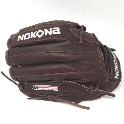 2 Elite Fast Pitch Softball Glove 12.5 inches Chocolate lace. Nokona Elite per